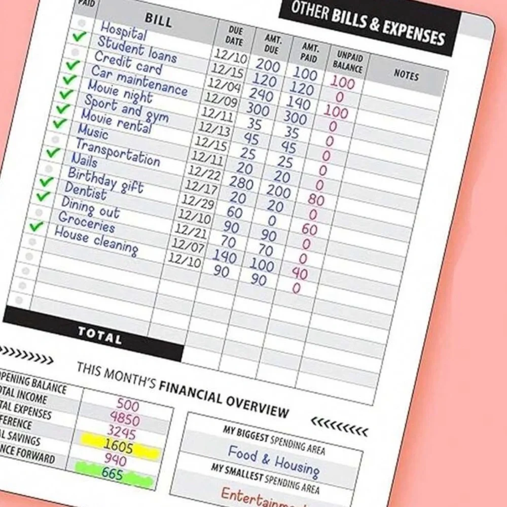 48 Month Bill Payment Checklist - Black and Purple
